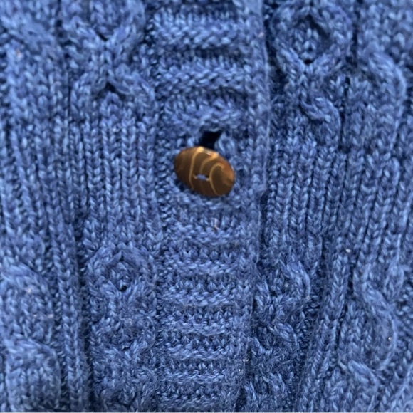 Kilronan Knitwear 100% Pure New Wool Blue Cable Knit Cardigan - Picture 2 of 6